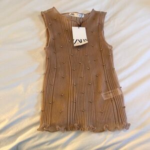 Zara sheer studded top NWT